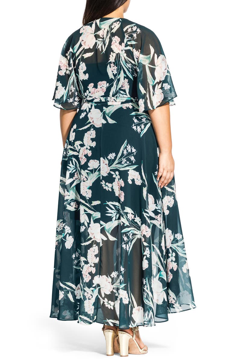 City Chic Fresh Fields Maxi Wrap Dress, Alternate, color, 