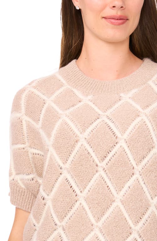 Halogenr Halogen(r) Short Sleeve Diamond Stitch Sweater