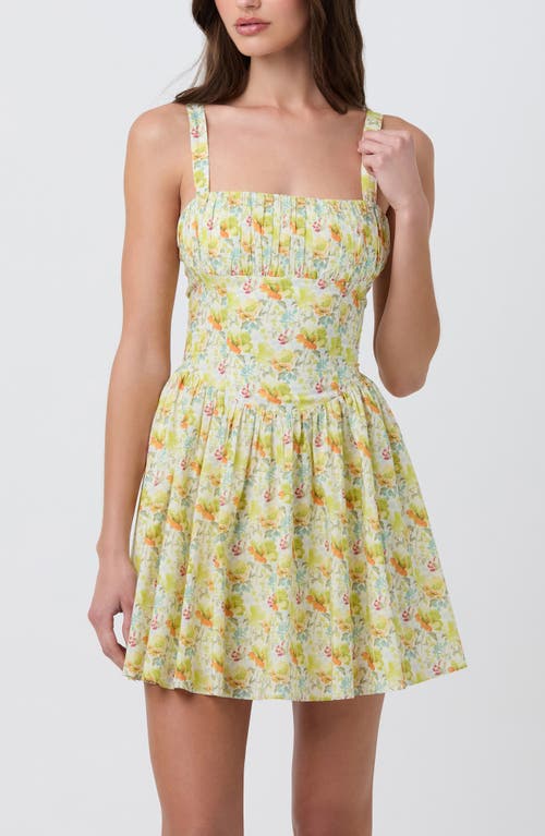Astr The Label Ruched Bodice Cotton Dress In Yellow