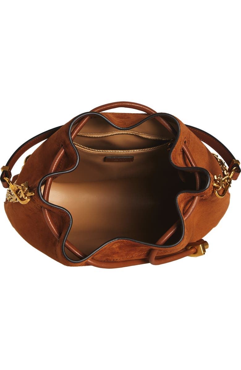 Jimmy Choo Cinch Leather Bucket Bag, Alternate, color, Tan/ Gold