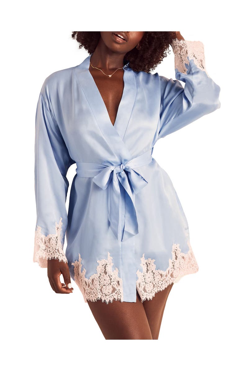 Adore Me Vegan Atelier Collection Silk Robe, Main, color, Medium Blue