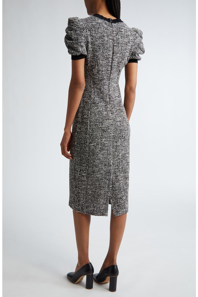Ieti Puff Sleeve Tweed Knit Midi Dress, Alternate, color, VANILLA