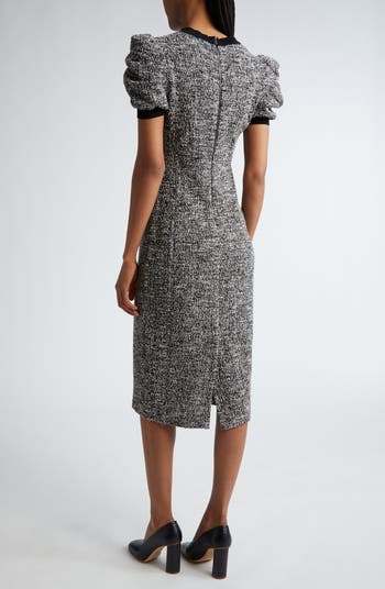 Max Mara Ieti Puff Sleeve Tweed Knit Midi Dress Nordstrom