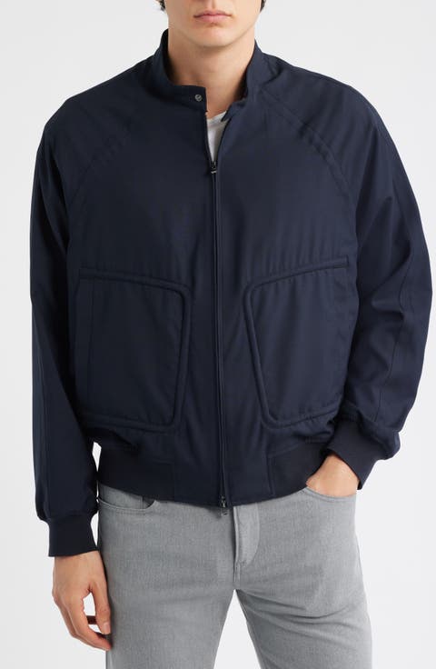 Virgin Wool Zip Bomber Jacket