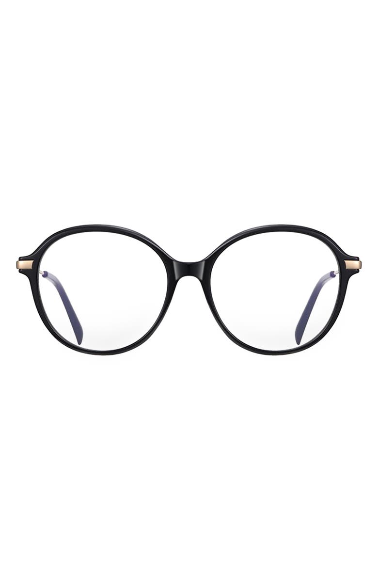 Fifth & Ninth Elsie 53mm Round Blue Light Blocking Glasses, Main, color, Black