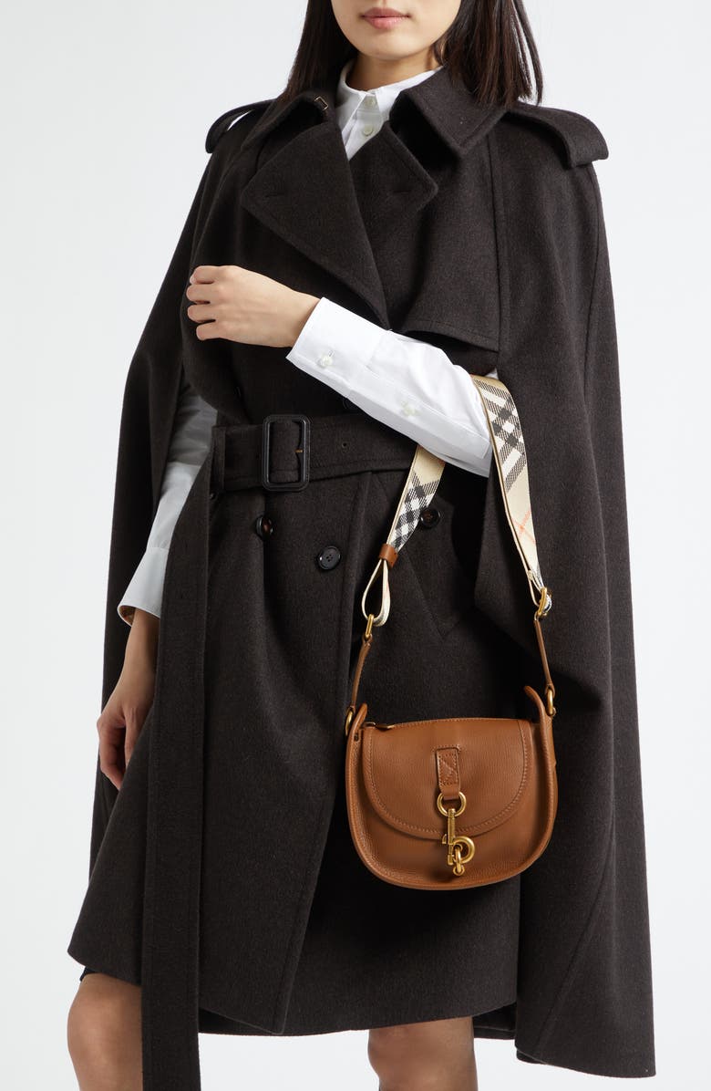 Burberry Mini B Clip Messenger Bag, Alternate, color, Hazel