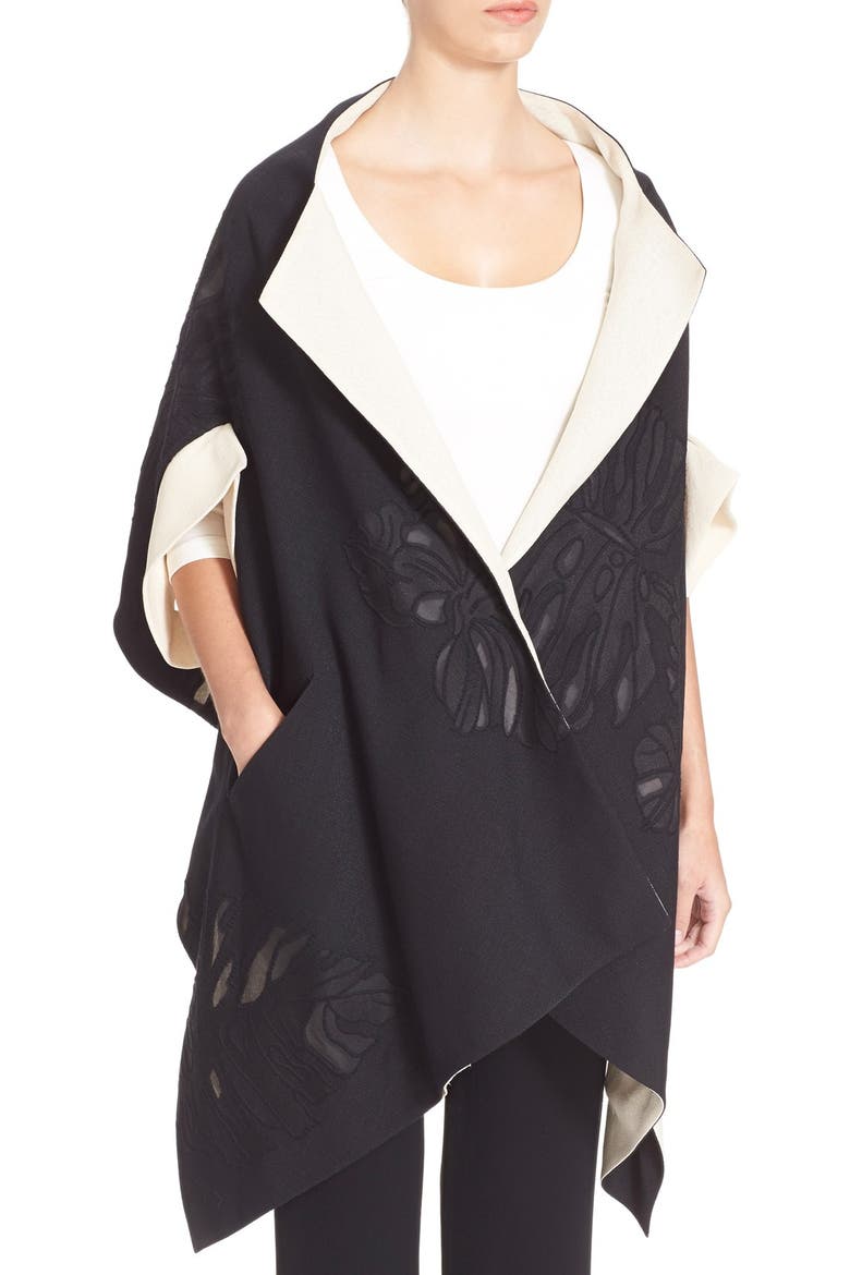 Donna Karan New York Reversible Jacquard Kimono Jacket, Alternate, color, BLACK-ECRU