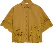 Zimmermann Mahon Oversize Embroidered Cutwork Cotton Button-Up Shirt