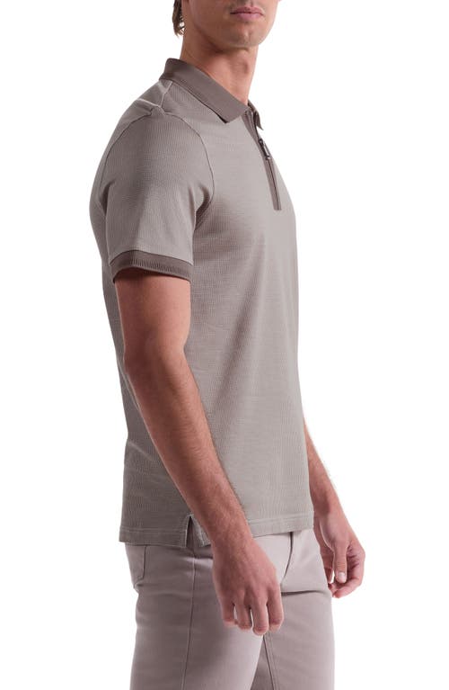 Bugatchi Quarter Zip Polo In Neutral
