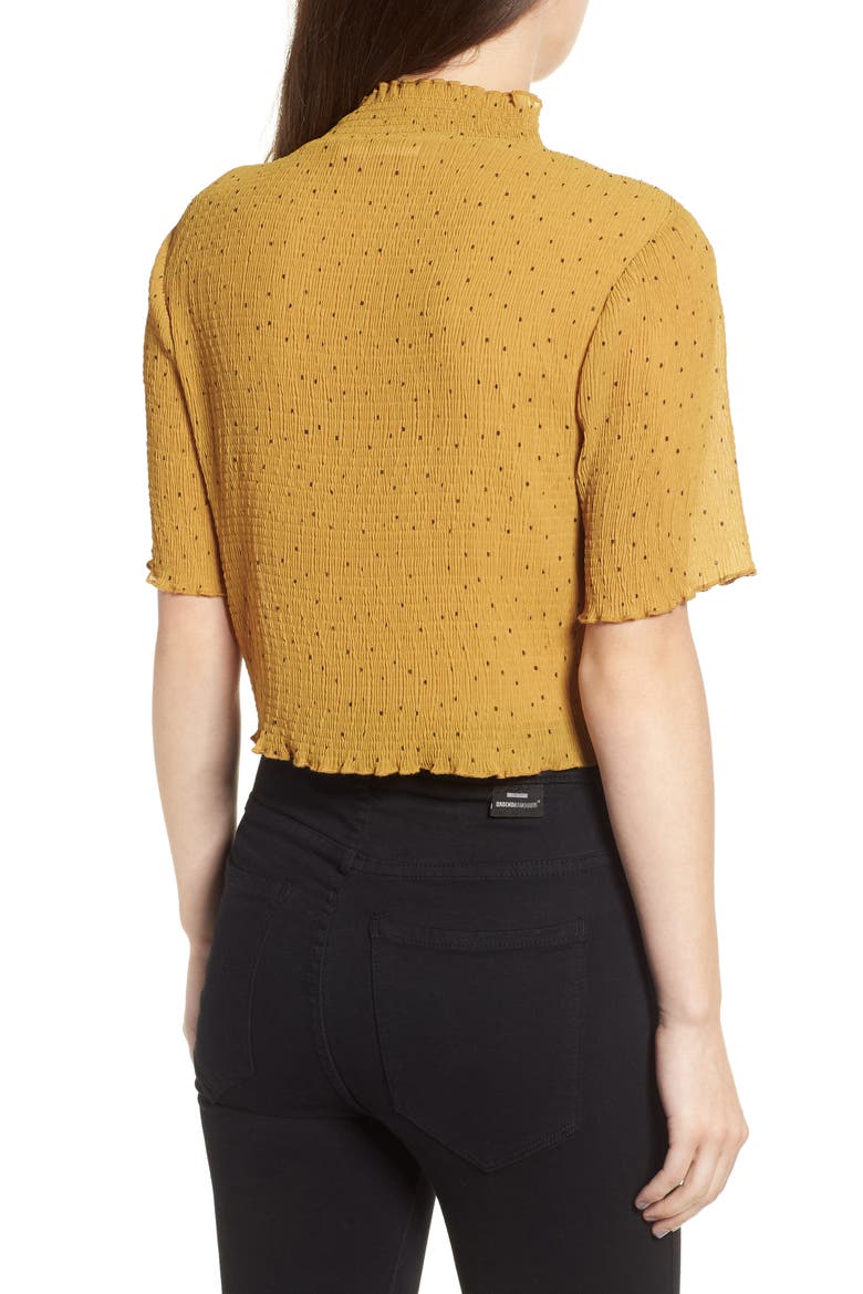 Crinkle Crop Top, Alternate, color, MUSTARD DOT