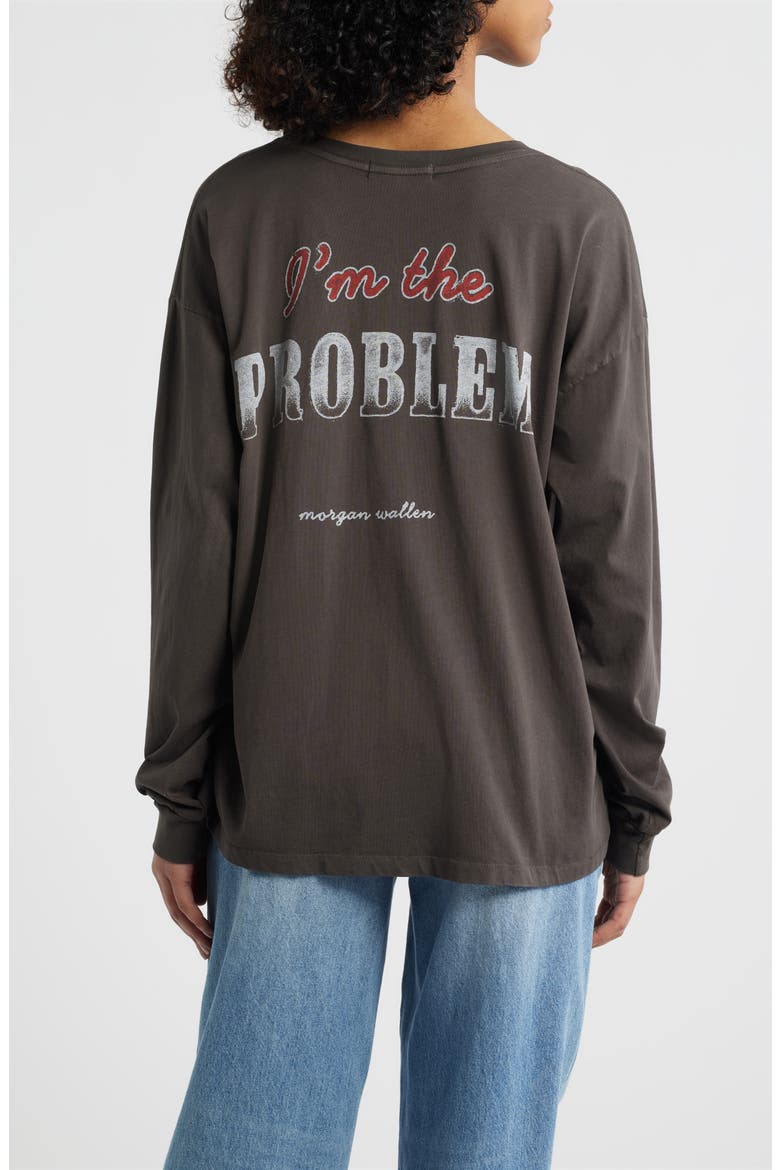 Morgan Wallen Ain't Comin' Back Long Sleeve Cotton Graphic T-Shirt, Alternate, color, WASHED BLACK