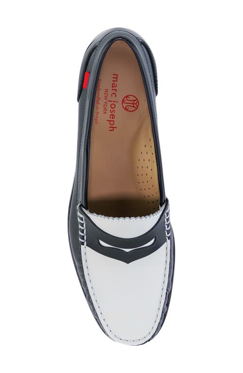 Marc Joseph New York East Village 2.0 Penny Loafer In Black White Polished Napa