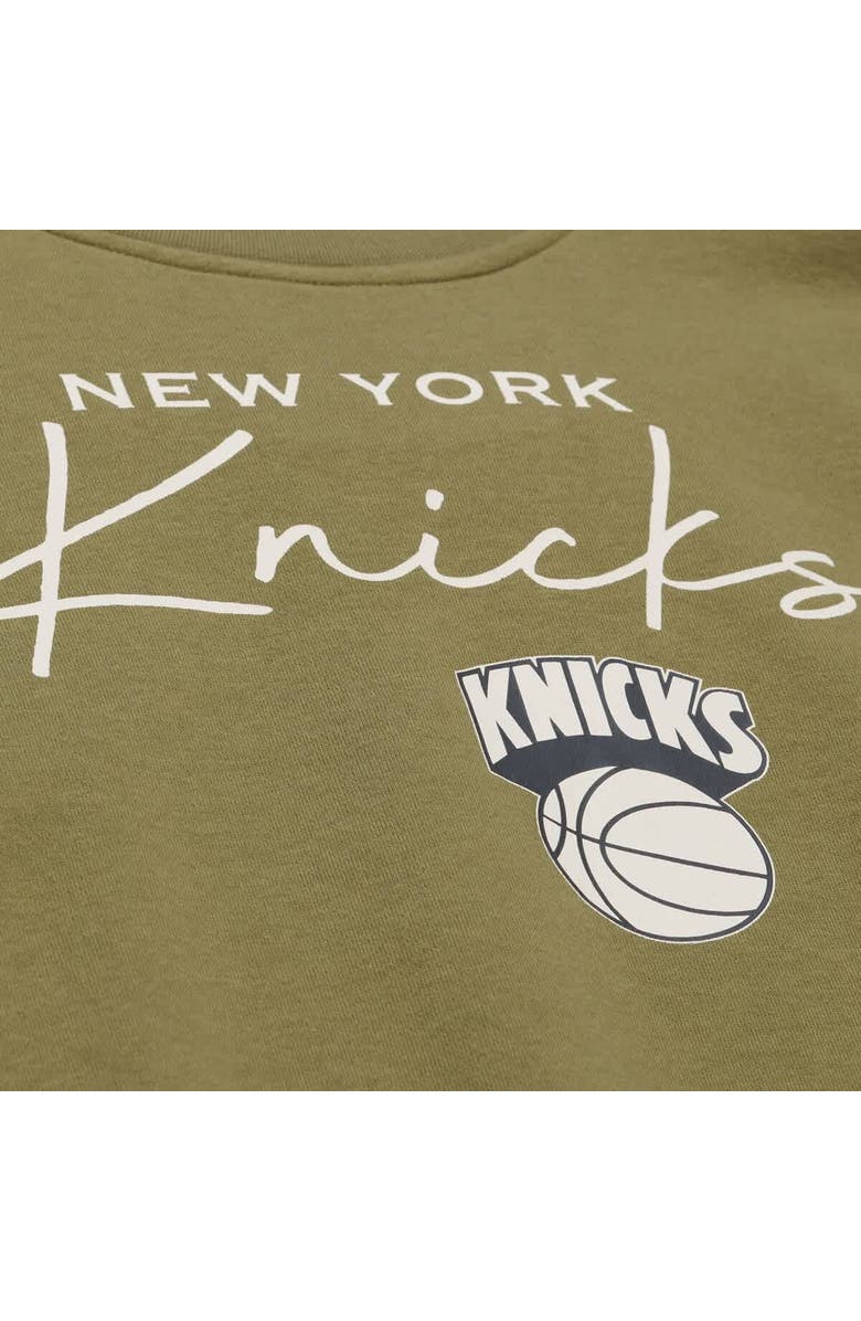 Mitchell & Ness Women's Mitchell & Ness  Olive New York Knicks Lightweight Script Sweatshirt, Alternate, color, Olive