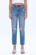 Bayeas High Waist Ripped Straight Leg Jeans