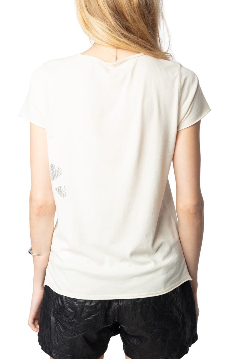 Zadig & Voltaire Tunisien Rhinestone Heart Henley T-Shirt, Alternate, color,