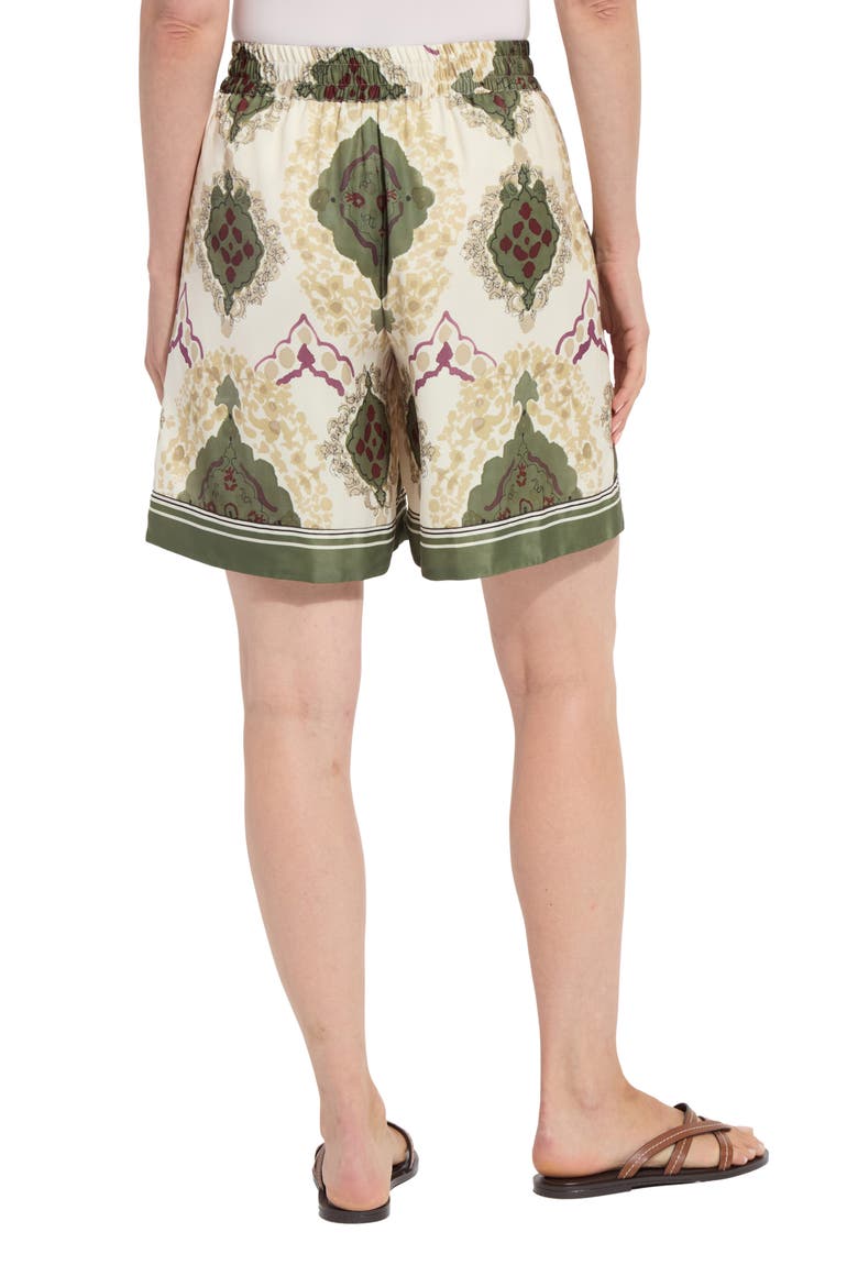 Adhara Satin Drawstring Shorts, Alternate, color, GREEN PRINT