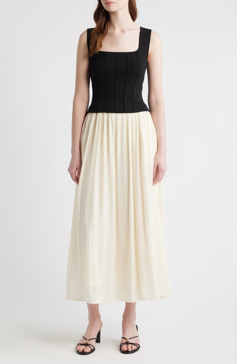 ZOE AND CLAIRE Mixed Media Dress, Main, color, Black Ivory