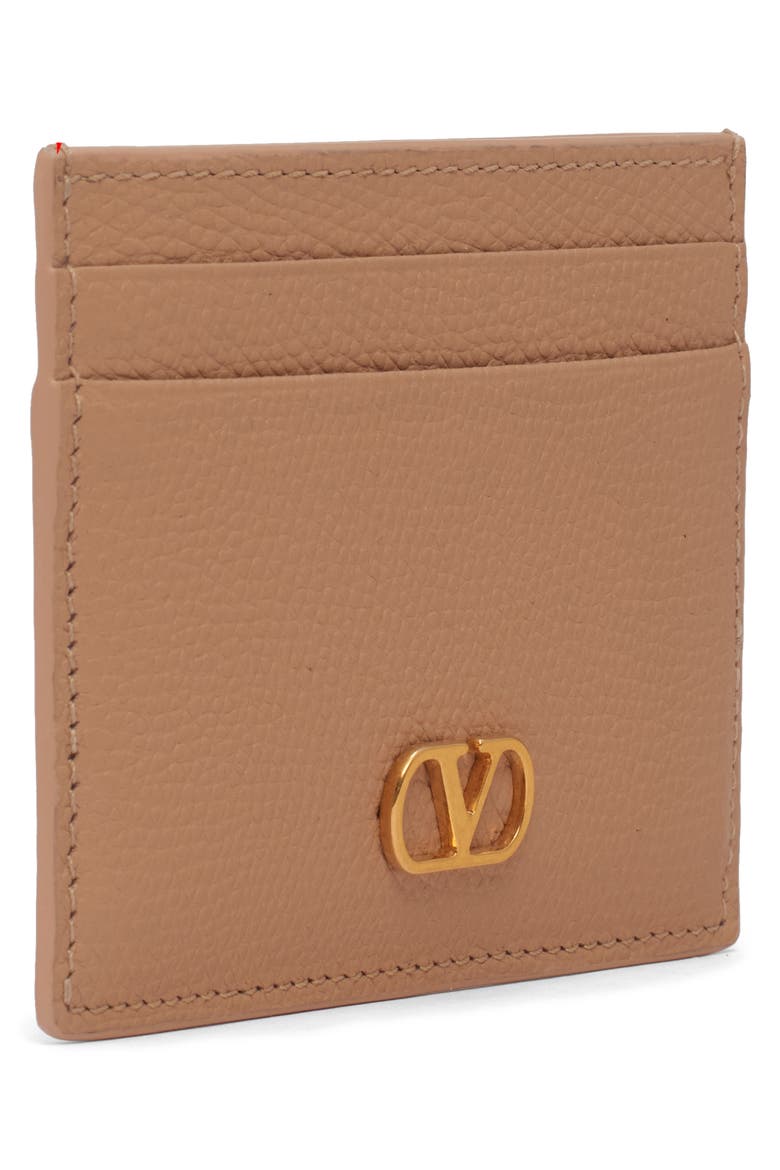 VLOGO Signature Leather Card Case, Alternate, color, ROSE SAND
