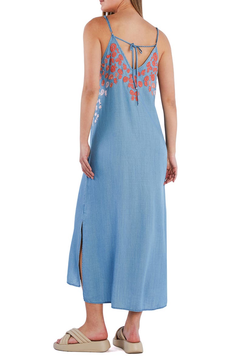 Flower Garden Cotton Blend Slipdress, Alternate, color, DENIM