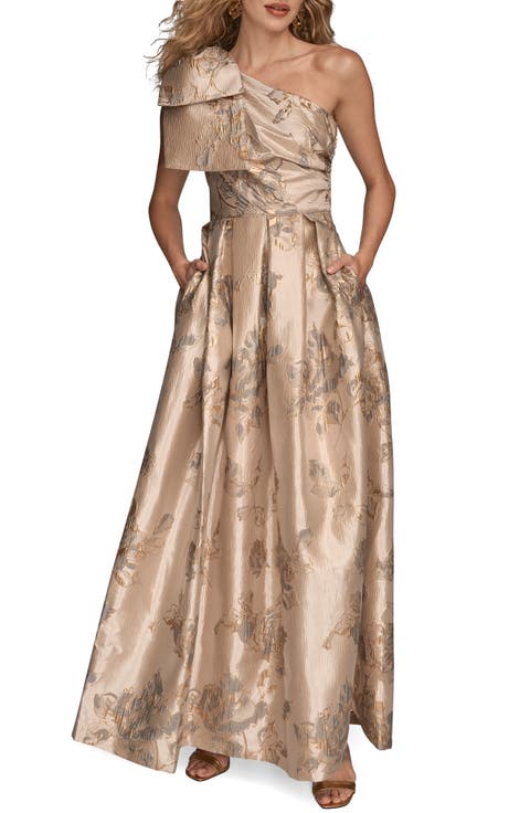 Metallic Floral Jacquard Ball Gown