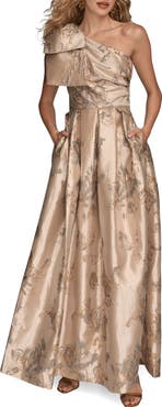 Donna Karan New York Metallic Floral Jacquard Ball Gown