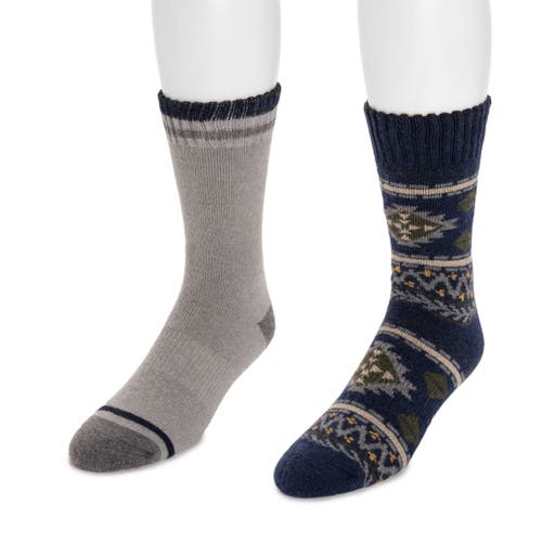 Muk Luks Wool Blend Socks 2 Pair Pack In Multi