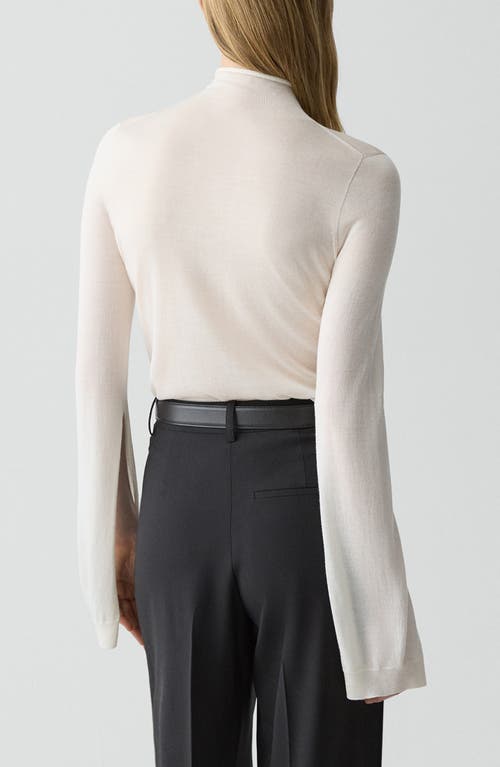 Theory Split Sleeve Roll Neck Wool Blend Sweater In White