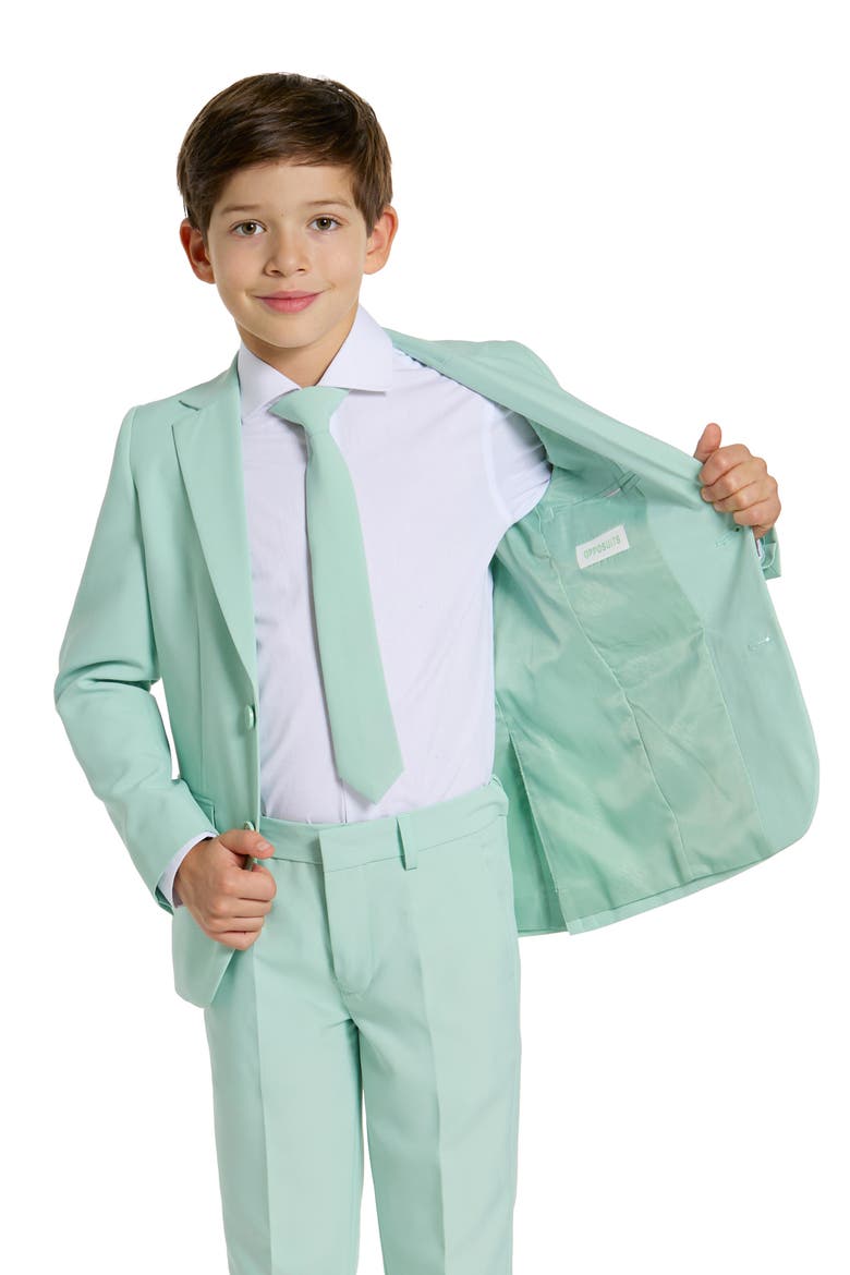 Kids' Magic Mint Two-Piece Suit & Clip-On Tie, Alternate, color, MINT