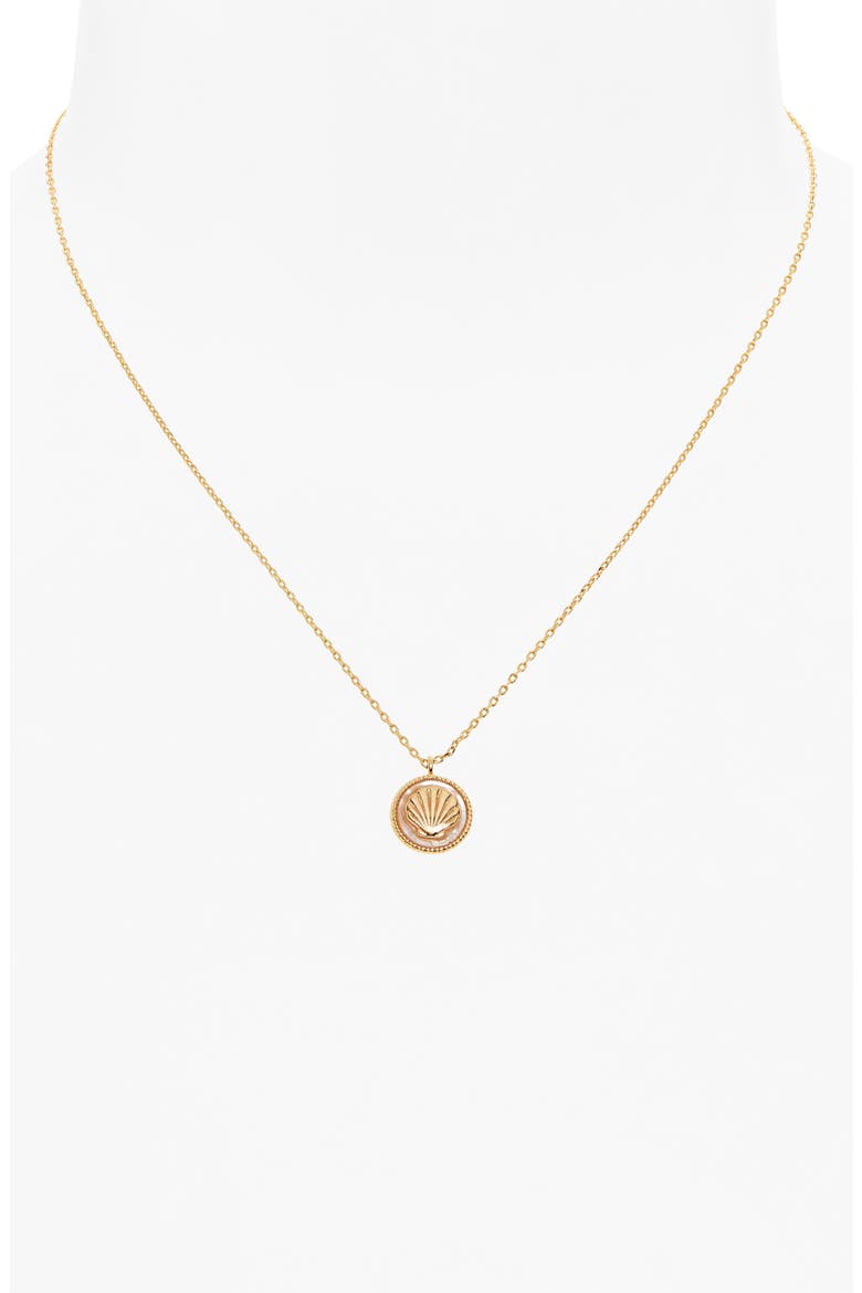 Mother-of-Pearl Seashell Pendant Necklace, Alternate, color, GOLD