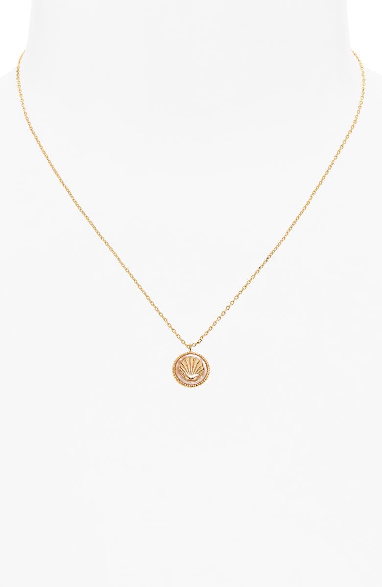 Estella Bartlett Mother-of-Pearl Seashell Pendant Necklace, Alternate, color, Gold