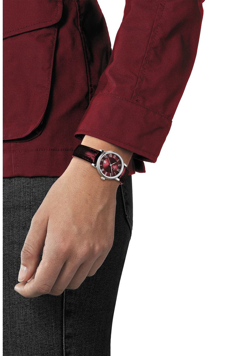 Carson Premium Leather Strap Watch, 30mm, Alternate, color, BORDEAU