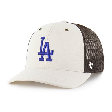 Men's Carhartt x '47 Natural/Brown Los Angeles Dodgers Undyed Trucker Adjustable Hat