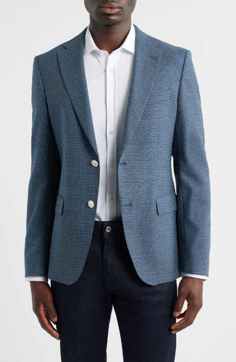 BOSS Hutson Slim Fit Micocheck Wool Blend Sport Coat