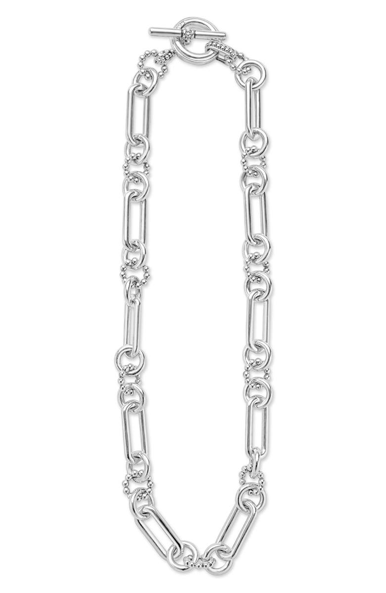 LAGOS Large Sterling Silver Caviar Link Necklace, Alternate, color, Silver