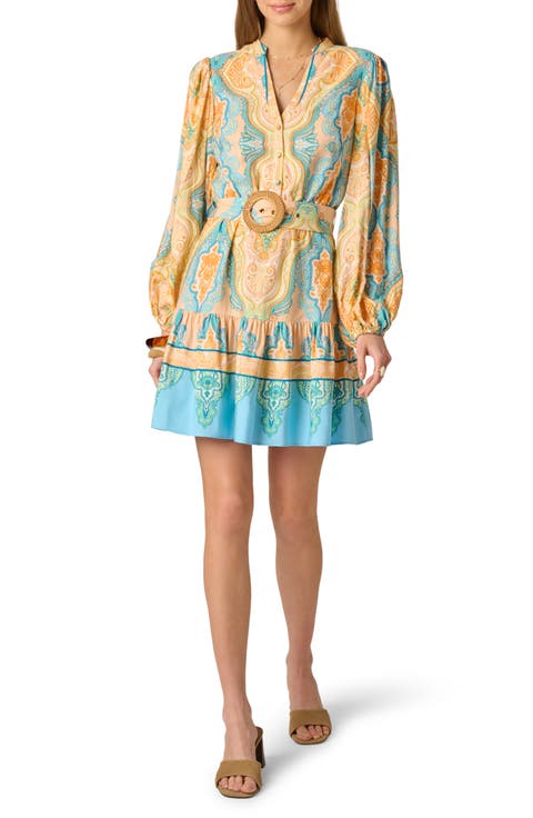 Long Sleeve Placed Print Dress