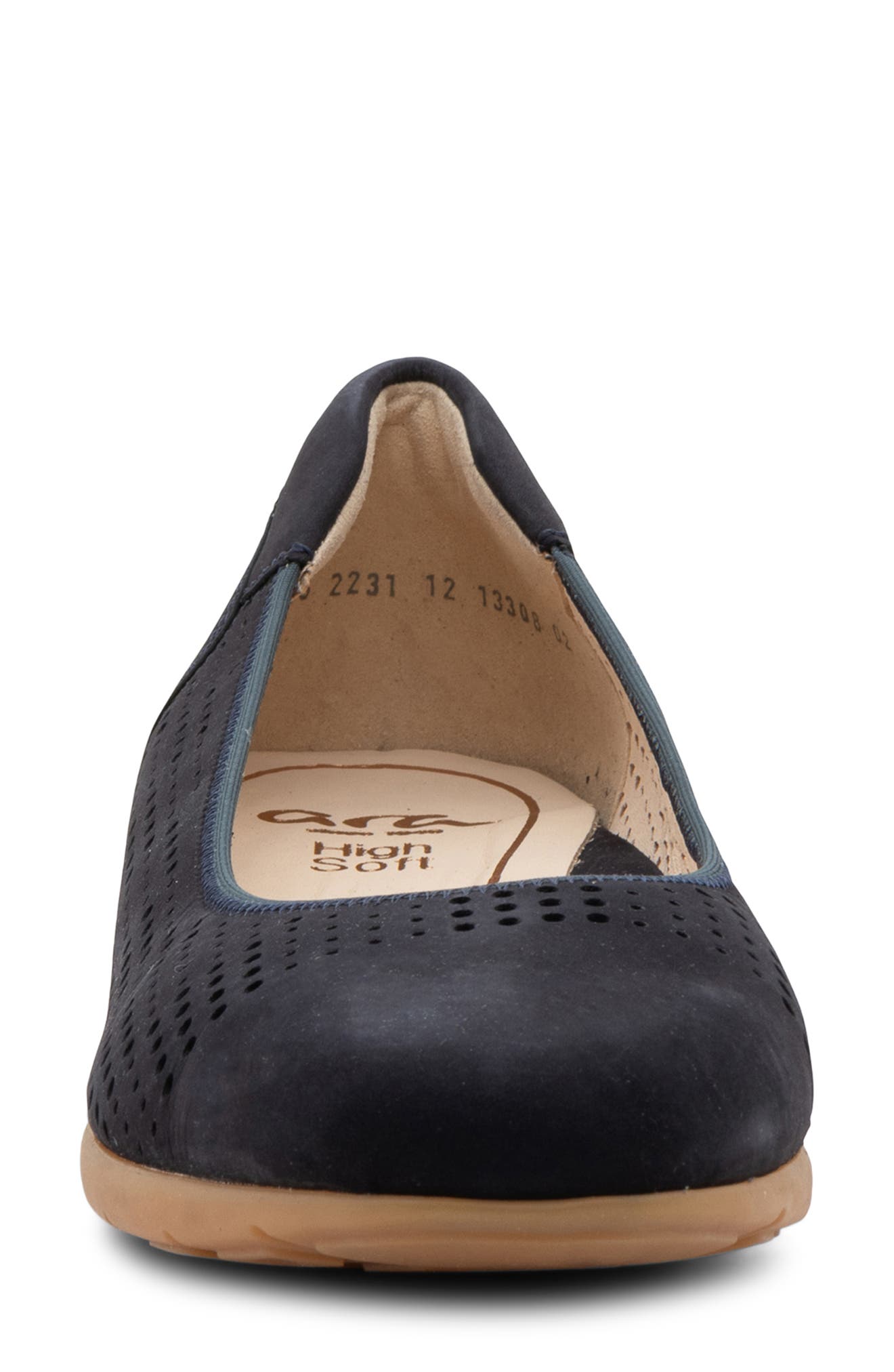 ara Sarah Perf Flat, Alternate, color, Navy