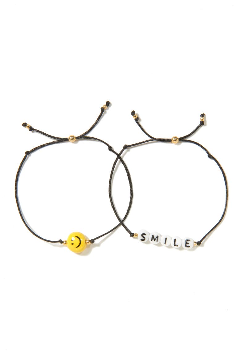 Smile Bracelet Set, Main, color, Black