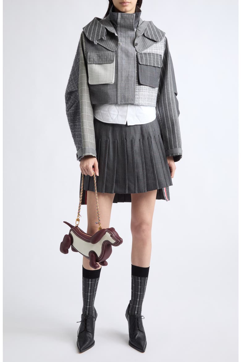 Cropped Tailored Wool Parka with Detachable Vest, Alternate, color, DARK GREY
