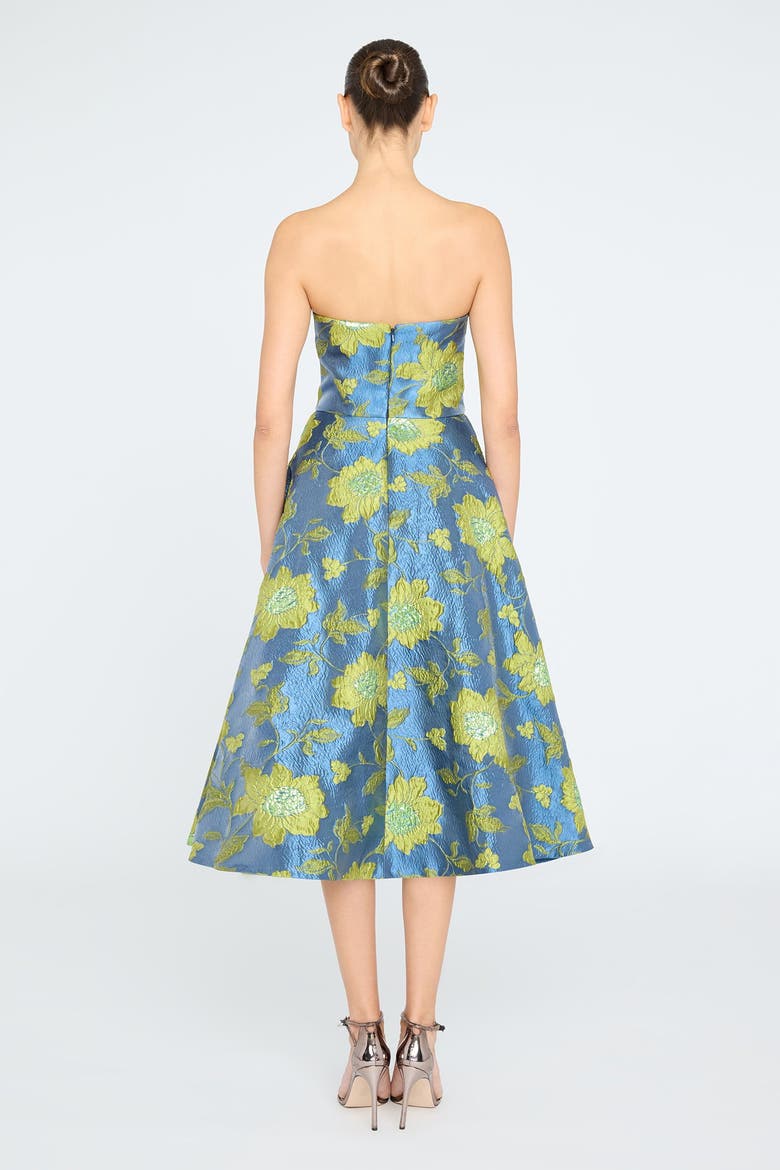 Dara Scallop Strapless Dress, Alternate, color, Blue Ashes/Citronelle