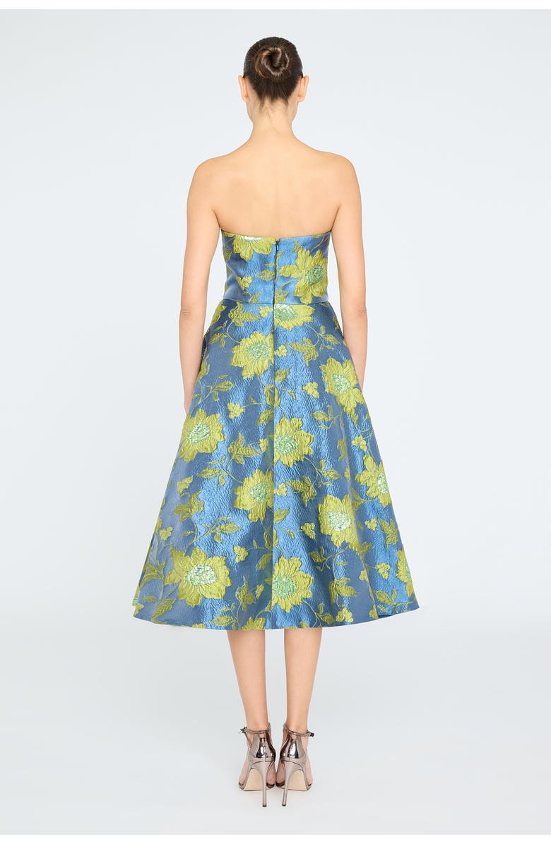 Theia Dara Scallop Strapless Dress, Alternate, color, Blue Ashes/Citronelle