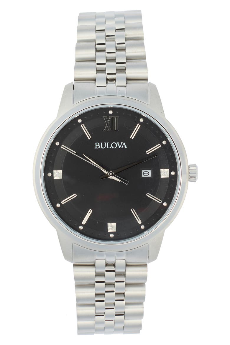 Diamond Bracelet Watch, 41mm, Main, color, SILVER/ BLACK