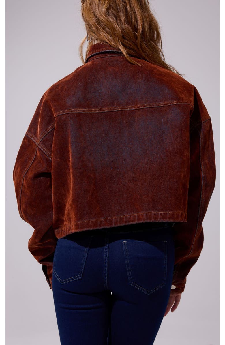 AZALEA WANG Sampson Velvet Denim Jacket, Alternate, color, Burnt Orange
