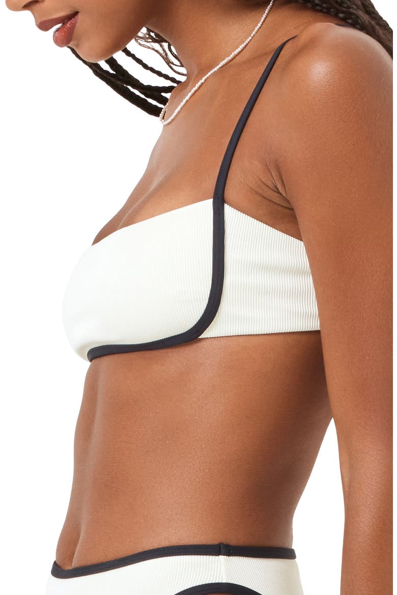 Hazel Ribbed Bikini Top, Alternate, color, CREAM/ BLACK