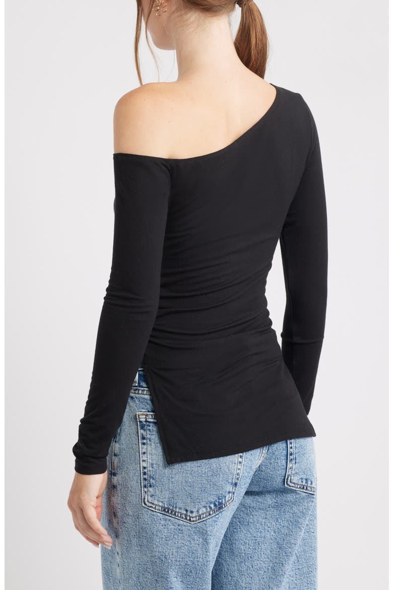 Off the Shoulder Long Sleeve Top, Alternate, color, BLACK