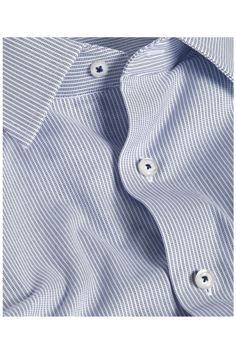 Trim Fit Stripe Stretch Cotton Twill Dress Shirt, Alternate, color, NAVY/ WHITE