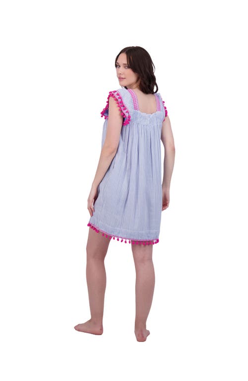 Mer St. Barth Dress Sea Stripe Embroidery In Blue