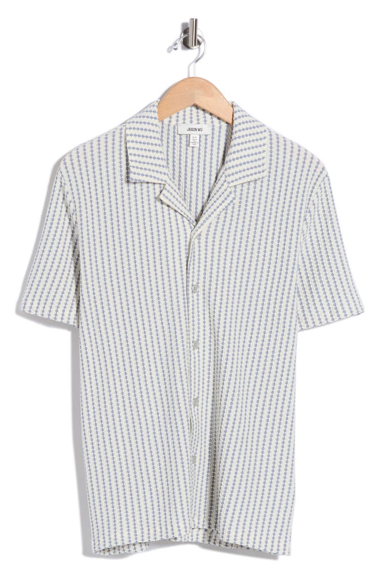 Textured Camp Shirt, Main, color, BLUE/ WHITE