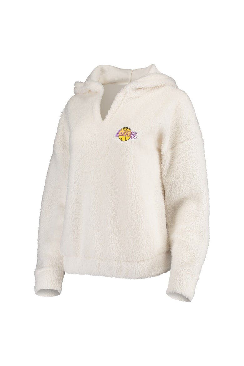 Women's Concepts Sport Cream Los Angeles Lakers Fluffy Long Sleeve Hoodie Top & Shorts Sleep Set, Alternate, color, Cream