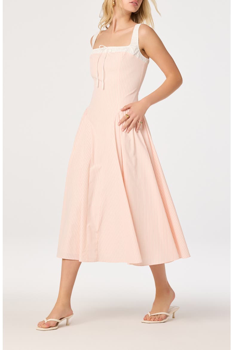 Hazel Ticking Stripe Midi Dress, Alternate, color, PINK STRIPE