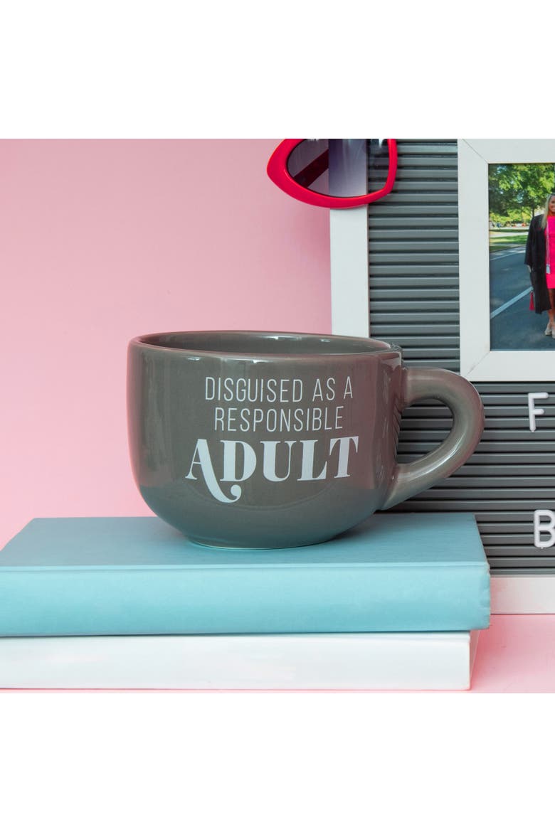 Responsible Adult Cappuccino Mug Ceramic Grey 24 oz, Alternate, color, Grey